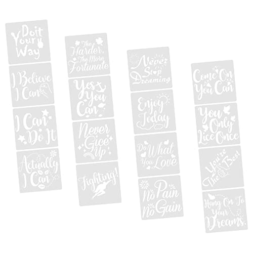 LIFKOME 16 Stück Teiliges DIY Schablonen aus Kunststoff mit Inspirierenden Sprüchen Wiederverwendbar Waschbar für Wandmalerei Stoffgestaltung und Scrapbooking Vielseitig für Kreative von LIFKOME