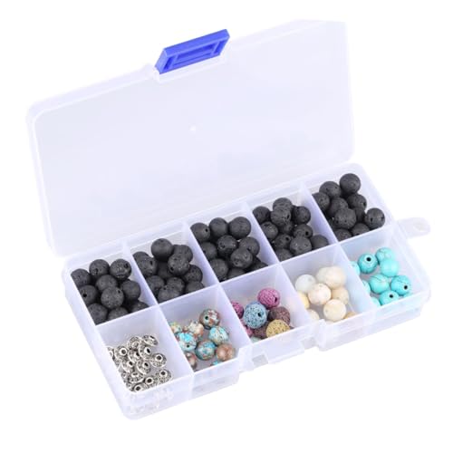 LIFKOME 160 Stück Teiliges Naturstein perlen Schwarzen Vulkansteinen Türkis Amazonit und Zinklegierungs abstandshaltern DIY Schmuck Zubehör für Halsketten Armbänder Ohrringe Inklusive von LIFKOME