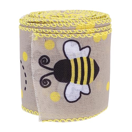 LIFKOME 1Rolle Bienenmuster Drahtgebundenes Dekoratives Farbband Breit Lang Für Blumenverpackungen Und Bastelarbeiten Perfektes Geschenkband Für Hochzeiten von LIFKOME