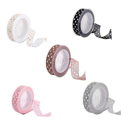 LIFKOME 1Rolle Gepunktetes Geschenkverpackungsband mit Glitzer für DIY Bow Knot Weiß mit Silberpunkten für Party Basteln und Geschenkverpackungen von LIFKOME