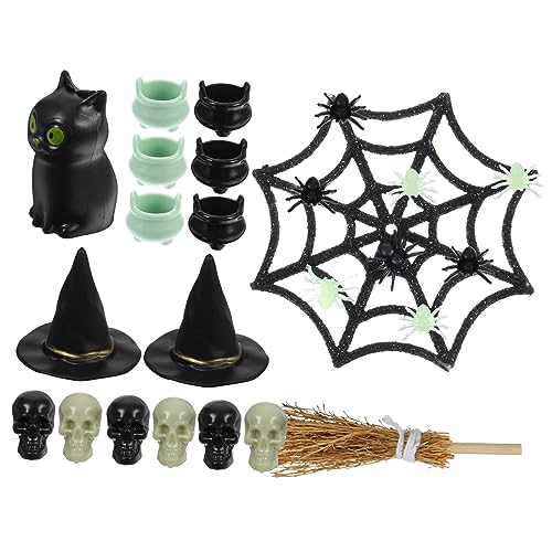 LIFKOME 1Satz Halloween Teiliges Puppenhaus Zubehör Mit Hexenhüten Kesseln Totenköpfen Und Spinnen Für Schaurige Festdekorationen Und Kreative Spielideen von LIFKOME
