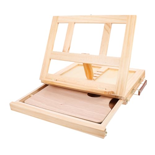 LIFKOME 1Stück Faltbare Holz Staffelei Mit Schublade Tragbarer Displayhalter Für Gemälde Fotos Und Kunstwerke Vielseitiger Malständer Holzfarbe Für Desktop Einsatz von LIFKOME
