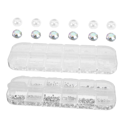 LIFKOME 2 Boxen Nagelkunst Dekorationsset mit Boxen Halbkugelige Perlen und Strasssteine für Kreative Maniküre Langlebig und Vielseitig Einsetzbar zur Verschönerung Ihrer Nägel von LIFKOME