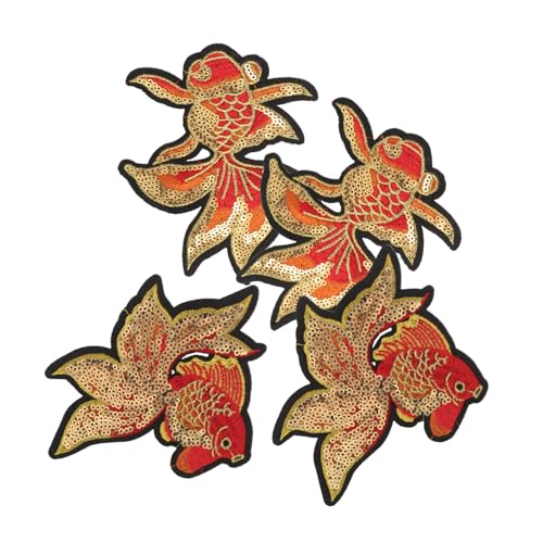 LIFKOME 2 Paar Bestickte Pailletten-aufnäher Mit Koi-fischen Zum Aufbügeln, Diy-kleidungsreparatur-applikation Für Jeans, Jacken, Taschen, Kinderhandwerk, Traditioneller Chinesischer von LIFKOME
