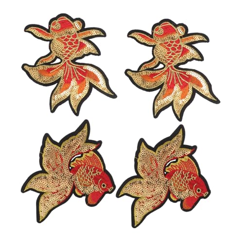 LIFKOME 2 Paar Bestickte Patches Im Chinesischen Stil Mit Koi-fischen, Zum Aufbügeln, Pailletten-applikation, Kleidung, Basteln, Reparaturflicken Für Tragetaschen, Hosen, Rucksäcke, von LIFKOME