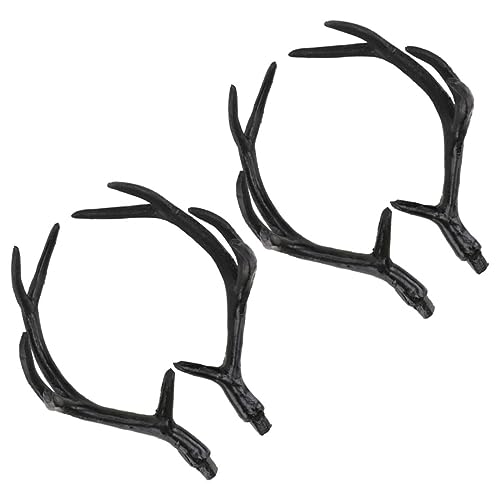 LIFKOME 2 Paare Künstliche Plastik Hirschgeweihe Diy Antler Kopfbedeckung für Weihnachten Halloween Realistische Plastik Hörner für Bastelarbeiten Schwarz Mittelgröße von LIFKOME