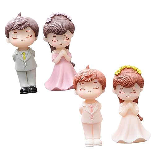 LIFKOME 2 Paare Romantische Brautpaar Dekofigur Teiliges Kleine Niedliche Braut Bräutigam Puppen Tischdekoration Valentinstag Hochzeitstorte von LIFKOME