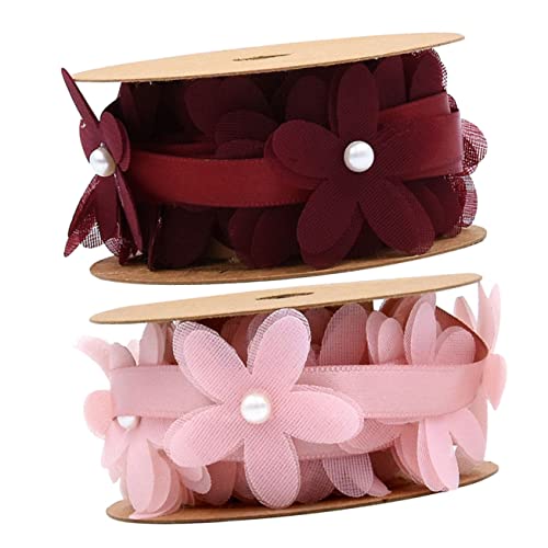 LIFKOME 2 Rollen Blumen Spitzenband mit Romantischem Blumenmuster Hochwertiges Stoffband für Geschenkverpackung Hochzeitsdeko und Diy Bastelprojekte Wiederverwendbar Weinrot LIFKOME 2 Rollen Blumen Spitzenband mit Romantischem Blumenmuster Hochwertiges Stoffband für Geschenkverpackung Hochzeitsdeko und Diy Bastelprojekte Wiederverwendbar Weinrot von LIFKOME