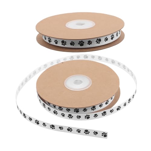 LIFKOME 2 Rollen Dekobänder Für Hunde Und Katzen, Pfotenband Mit Draht Für Partys Mit Hundemotiv, Dekoration, Geschenkverpackung, Heimwerkerbedarf, Weiß von LIFKOME