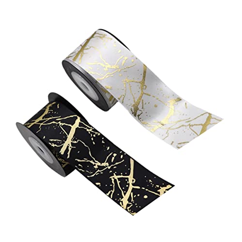 LIFKOME 2 Rollen Dekoratives Geschenkband Hochwertigem Polyester mit Goldprägung für DIY Projekte und zu Geburtstagen und Hochzeiten von LIFKOME