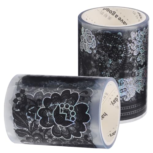LIFKOME 2 Rollen Dekoratives Pet klebeband mit Spitzenmuster Reißbar Selbstklebend Vielseitig für DIY Bastelprojekte Scrapbooking Geschenkverpackung Langlebig und Fest Haftend von LIFKOME