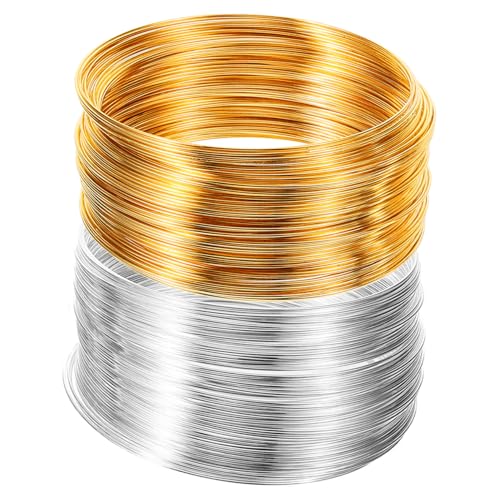 LIFKOME 2 Rollen Edelstahl Schmuckdraht DIY Basteldraht Rostfrei Multi funktional Perlen Fädeln Schmuckherstellung Haarspangen Wickeln Zubehör Gold Silber von LIFKOME