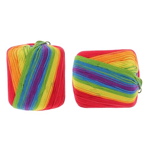 LIFKOME 2 Rollen Regenbogen Baumwollgarn Farbverlauf Häkelgarn für DIY Handarbeit Stricken und Weben Weiches Langlebiges Baumwollgarn für Pullover Mützen Schals Farben von LIFKOME