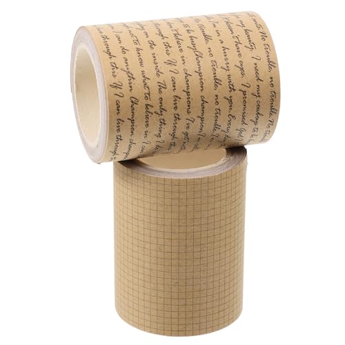LIFKOME 2 Rollen Vintage Kraftpapier Klebeband Handreißbar Wiederverwendbar Dekoratives Washi Tape für Scrapbooking DIY Tagebuch Basteln Kunst und Handwerk von LIFKOME