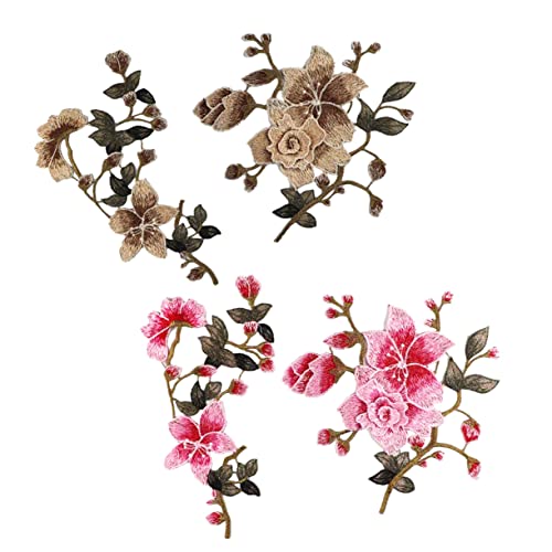 LIFKOME 2 Sätze Blumenförmige Stickerei Applikationen Braun Rosa DIY Kleidung Patches zum Aufnähen für Jeans Handwerk und Accessoires Hochwertigem Langlebig und Einfach zu Verwenden von LIFKOME