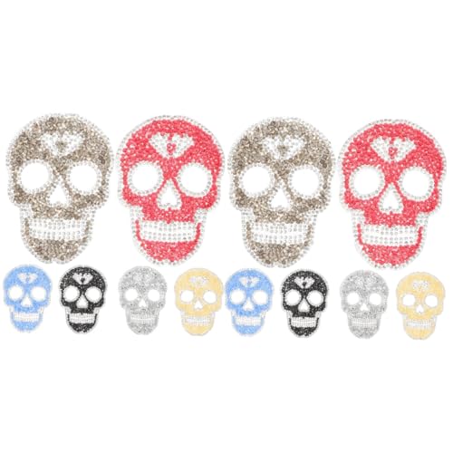 LIFKOME 2 Sätze Skull Kleidungsaufnäher Diy Patches Zum Bügeln Für Kleidung Taschen Schuhe Schwarze Graue Silberne Rote Blaue Und Gelbe Designs Zur Reparatur Und Dekoration 6 Stück * 2 von LIFKOME