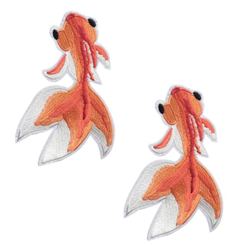 LIFKOME 2 Stk. Goldfisch Stickerei Bügelbild Applikationen zum Aufnähen und Reparieren Niedliche Kleidung Accessoires Langlebige Textilaufnäher für Pullover Rucksäcke und Hemden von LIFKOME