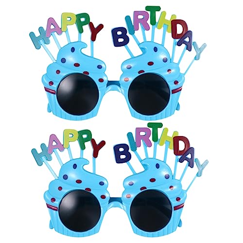 LIFKOME 2 Stück Birthday Party Brillen mit Buchstaben Design Farbverlauf Blau Leichte Cosplay Partybrillen als Fotorequisiten Robust und Bequem für Geburtstagsfeiern von LIFKOME