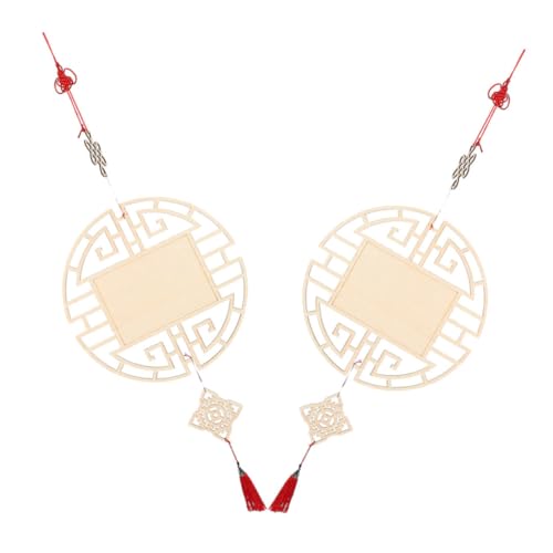 LIFKOME 2 Stück DIY Holz Anhänger mit Chinesischem Knoten und Quaste Traditionelle Bastelornamente für Wand und Tischdekoration Kulturreiche Holzanhänger zum Malen und Kreativen Gestalten von LIFKOME