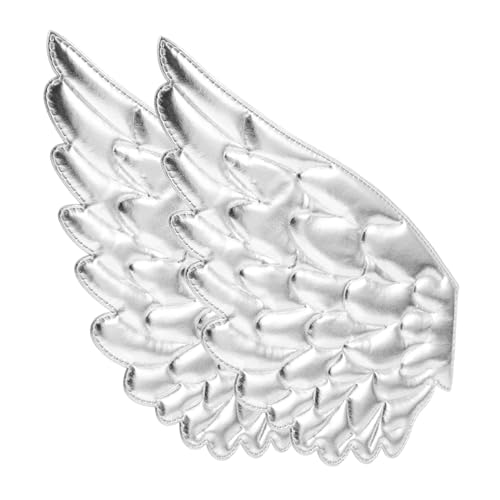 LIFKOME 2 Stück Engelsflügel Zubehör Nähenkostümdekoration Taschen Bügelbild Engel-Kleiderapplikation dekorativer Aufnäher Bügelapplikation Patch Polyester Silver von LIFKOME