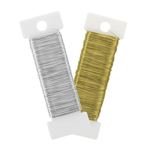 LIFKOME 2 Stück Handgewebter Draht für Diy Handwerk Flexibler Basteldraht Gold und Silber für Schmuckherstellung Blumenarrangements und Weihnachtskränze von LIFKOME