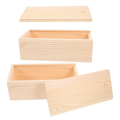 LIFKOME 2 Stück Holzbox mit Schiebedeckel Rustikale Aufbewahrungsbox Kiefernholz für Diy Projekte Schreibtisch Organizer und Dekorative Aufbewahrung von LIFKOME