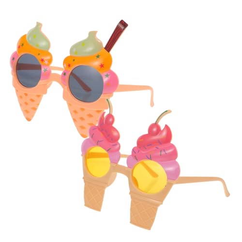 LIFKOME 2 Stück Lustige Hawaii Partybrillen Eiscreme-design Bunte Kostüm Sonnenbrillen als Originelle Fotorequisiten für Sommerfeste Beachpartys und Tropische Dekoration von LIFKOME