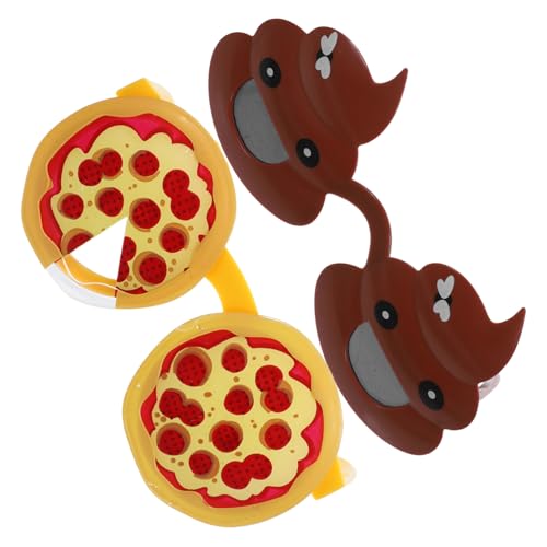 LIFKOME 2 Stück Lustige Partybrillen Kreative Kostümbrillen Pizza Poop Design Auffällige Fotorequisiten für Halloween Geburtstag Feier Zubehör von LIFKOME