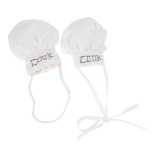 LIFKOME 2 Stück Miniatur Kochmützen für Puppen Elastische Band-Designs Mini Puppenhut Puppenzubehör Plüschtiere Baumwollpuppen Kostüm für Puppenhaus Küchendeko von LIFKOME
