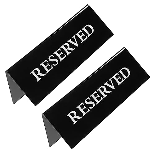 LIFKOME 2 Stück Reserviert Tischschild aus V Förmige Tischkarte für Restaurant Hochzeit Hotel Schwarz mit Weißem Text und Langlebig für Verschiedene Anlässe von LIFKOME