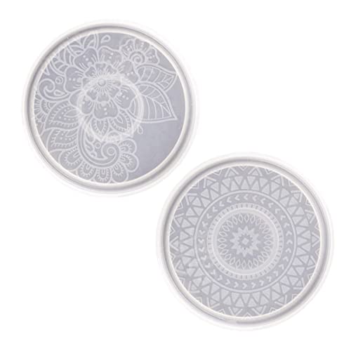 LIFKOME 2 Stück Silikonform für DIY Untersetzer Mandala Muster Gießform Handgefertigte Epoxidharz Formen für Tassenmatten Geeignet für Kreative Heimdekoration von LIFKOME