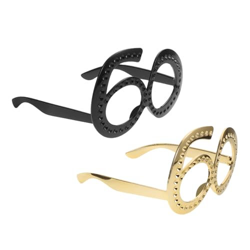 LIFKOME 2 Stück Teiliges Geburtstagsbrille Abs Zahlenrahmen Leichte Wiederverwendbare Partybrille für Fotokabinen Schwarze und Goldene Dekoration für Geburtstagsfeiern von LIFKOME