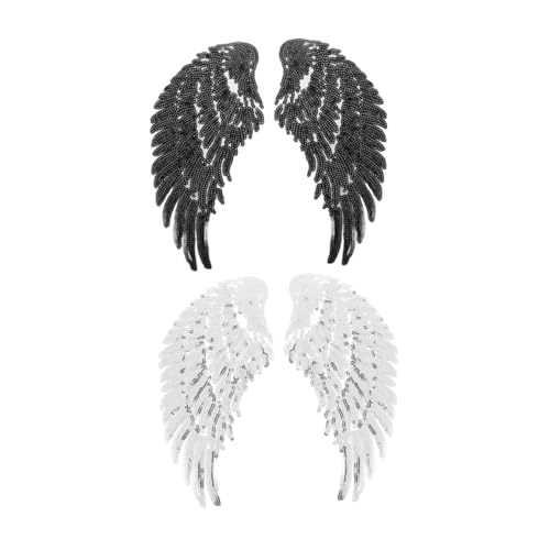 LIFKOME 2 Stück Teiliges Pailletten Flügel Applikationsset zum Aufnähen Bestickte DIY Kleidung Accessoires Patches für Jacken Pullover Kostümdekoration von LIFKOME