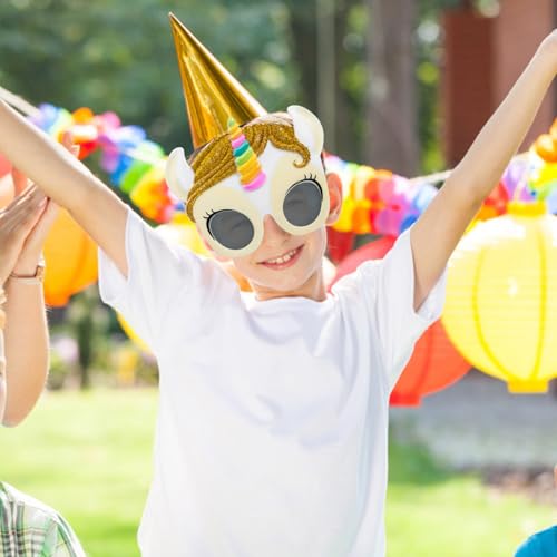 LIFKOME 2 Stück Teiliges Plastik Partybrillen Einhorn Motiv Kreative Langlebige Partyaccessoires für Karneval Musikfestivals Kostüm Fotorequisiten Gelb von LIFKOME