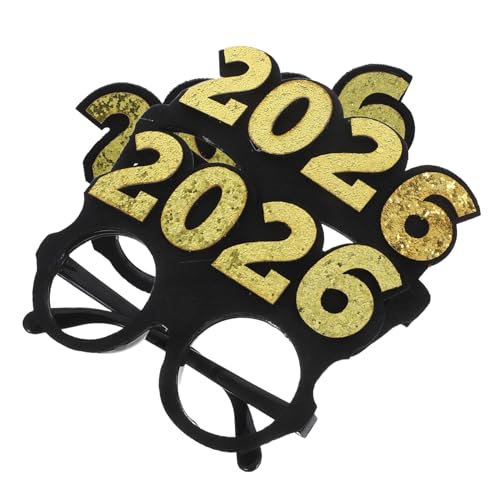 LIFKOME 2 Stück Teiliges Silvester Partybrille Schwarze und Goldene Glitzer Brillen Langlebige Pc-filz Materialien Festliche Foto-requisiten für Neujahrsfeiern Abschlussfeiern und von LIFKOME