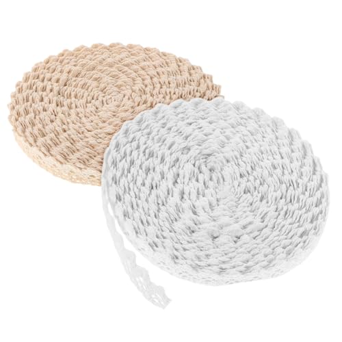 LIFKOME 2 Stück Teiliges Vintage Baumwoll-spitzenband Breit Yards mit Blumenstickerei Häkelspitze für Hochzeit Deko DIY Nähen Scrapbooking und Brautschleiergestaltung von LIFKOME