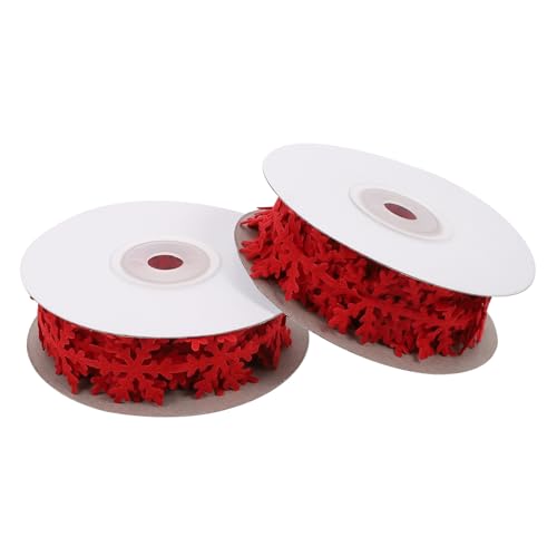 LIFKOME 2 Stück Teiliges Weihnachts-geschenkband mit Schneeflockenmuster Rotes Dekoband für Geschenkverpackung DIY Bastelband Langes Zuschneidbares Schleifenband für Weihnachtsdeko und LIFKOME 2 Stück Teiliges Weihnachts-geschenkband mit Schneeflockenmuster Rotes Dekoband für Geschenkverpackung DIY Bastelband Langes Zuschneidbares Schleifenband für Weihnachtsdeko und von LIFKOME