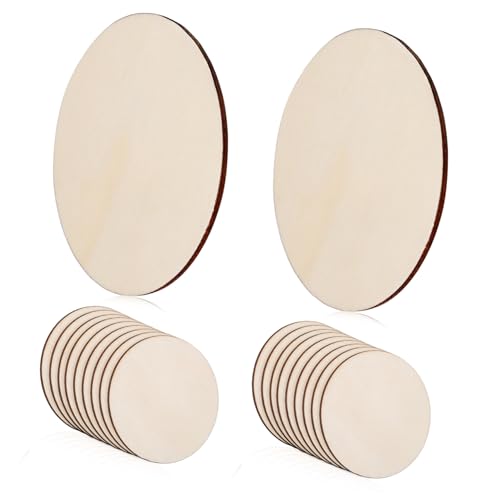 LIFKOME 20 Stück Holzscheiben Rund Holzplättchen aus Robustem Naturholz für DIY Basteln Malen Gravieren Home Dekoration und Party Verschönerung Blanke Holzrundlinge für Kreative von LIFKOME