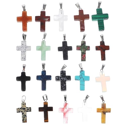LIFKOME 20 Stück Natürliche Kreuz Anhänger Perlen Edelstein DIY Schmuckherstellung Kleine Charms für Armband Halskette Langlebige und Glatte Oberfläche Vielseitig Einsetzbar von LIFKOME