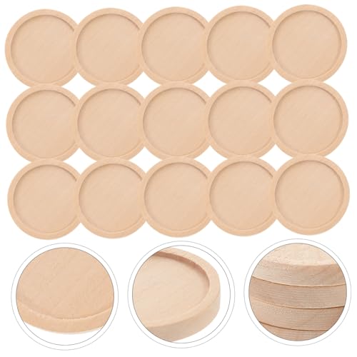 LIFKOME 20 Stück Runde Holz basen Außendurchmesser Innendurchmesser Natürliche Bastelunterlagen für Schmuckherstellung DIY Anhänger Tablett Zubehör Holzrohlinge für Kreative Handarbeit von LIFKOME