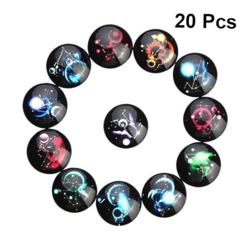 LIFKOME 20 Stück Teiliges Glas Cabochon Runde Halbkuppel Sternenhimmel Muster Bunte DIY Schmuck Zubehör Für Ohrringe Manschettenknöpfe Und Bastelprojekte von LIFKOME