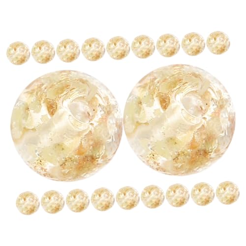 LIFKOME 20 Stück Teiliges Goldgelbes Glasperlen Leuchtende Spacer Beads für DIY Schmuckherstellung Runde Perlen zum Auffädeln für Armbänder und Bastelarbeiten von LIFKOME