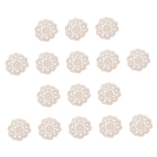 LIFKOME 20 Stück Teiliges Häkelblumen Applikationen aus Baumwolle Handgefertigte DIY Zubehör Beige Blüten zum Aufnähen und Dekorieren von Kleidung Taschen Schuhen und Bastelprojekten von LIFKOME