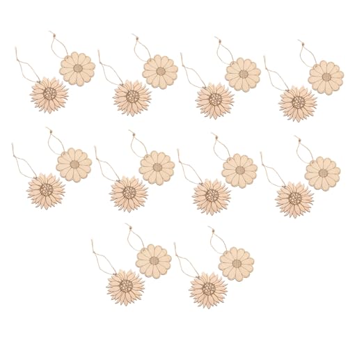 LIFKOME 20 Stück Teiliges Holzblumen Sonnenblumen holzscheiben mit Natürliche Holzspäne für Kinderbasteln Bemalbare Anhänger für Kreative Handwerksprojekte und Wohnungsdekoration von LIFKOME