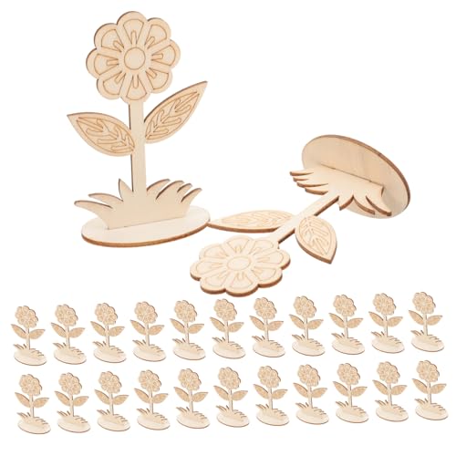 LIFKOME 20 Stück Teiliges Holzblumen zum Bemalen DIY Holzscheiben für Kreative Bastelarbeiten Beidseitig Bemalbar Natürliche Holzblüten Ornamente für Dekorationen und Handwerksprojekte von LIFKOME