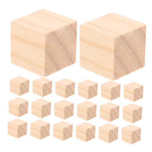 LIFKOME 20 Stück Teiliges Holzklötze Quadratisch Natürliche Bastelwürfel Robuste DIY Holzbausteine für Lernspiele Stapeln Sortieren und Fantasievolles Gestalten von LIFKOME