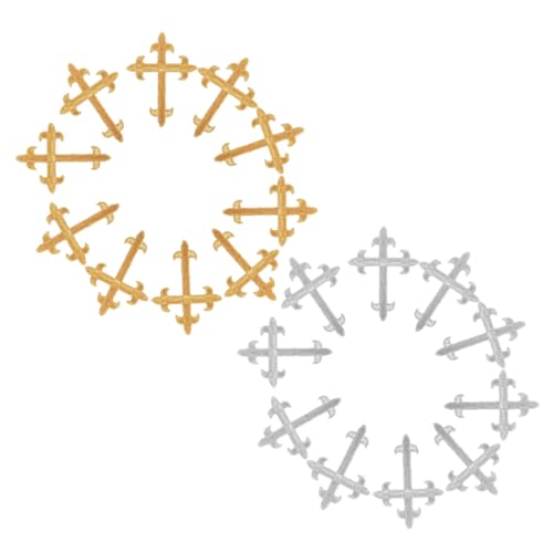 LIFKOME 20 Stück Teiliges Kreuz Aufnäher Bestickte Patches in Gold und Silber Waschbeständige Applikationen für Rucksäcke Kleidung Jacken DIY Reparatur und Dekoration von LIFKOME