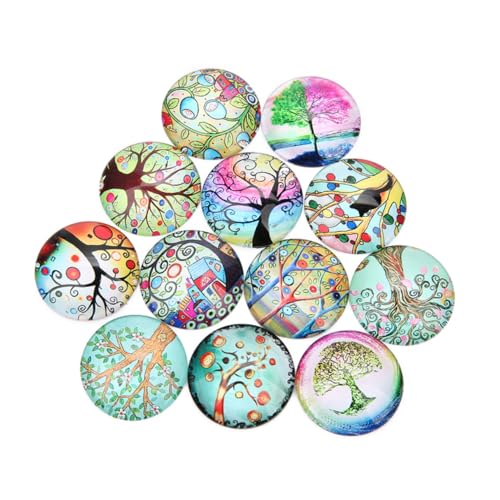 LIFKOME 20 Stück Teiliges Runde Glas patches Bunte DIY Schmuckaufkleber Baum motiv Kreative Cabochons für Schmuck Uhr Vase Vielseitige Zubehör von LIFKOME