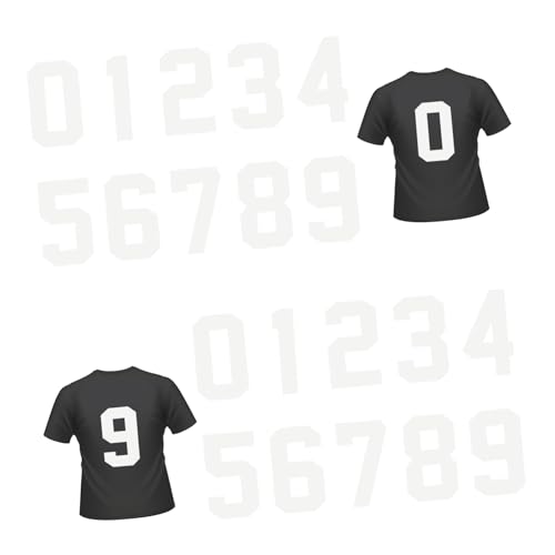 LIFKOME 20 Stück Teiliges Weiße Bügelzahlen zum Aufbügeln Hitzebeständige Zahlenmotive für DIY Kleidung Einfache Textilaufkleber für Jacken T shirts Rucksäcke Vielseitige Dekoration von LIFKOME