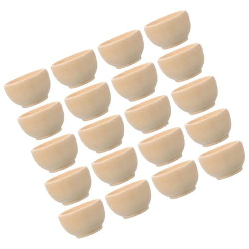 LIFKOME 20 Stück kleine Holzschale Ornamente malen DIY-Ornamente färbende Ornamente Malerei Ornament Ornament-Rohlinge Kunsthandwerk aus Holz unvollendete Ornamente DIY-Ornament-Kit Beige von LIFKOME